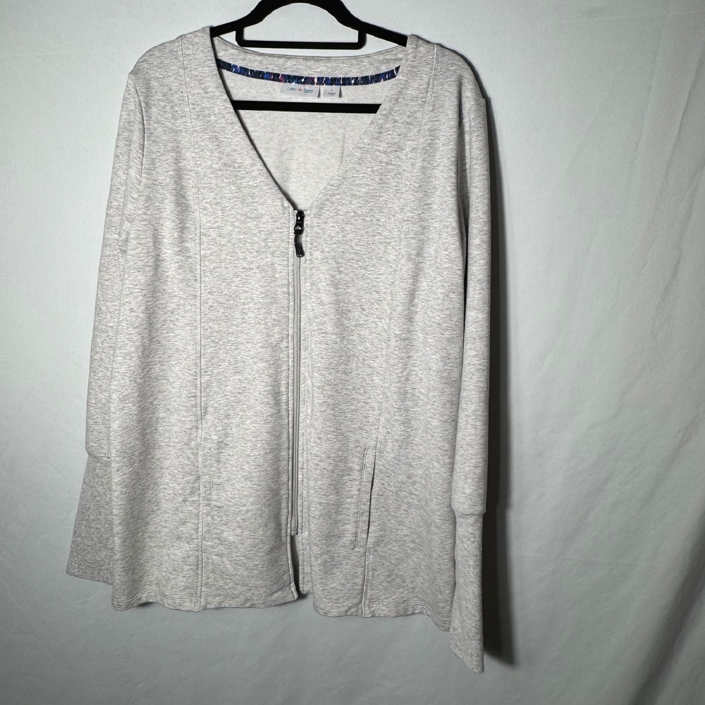 Women's Cee Bee Heather Gray Zip Cardigan with Pockets sz L